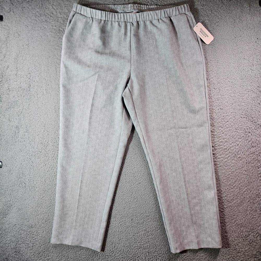 NWT Allison Daley Pants Women 18 WS Elastic Waist Textured Gray Poly NEW